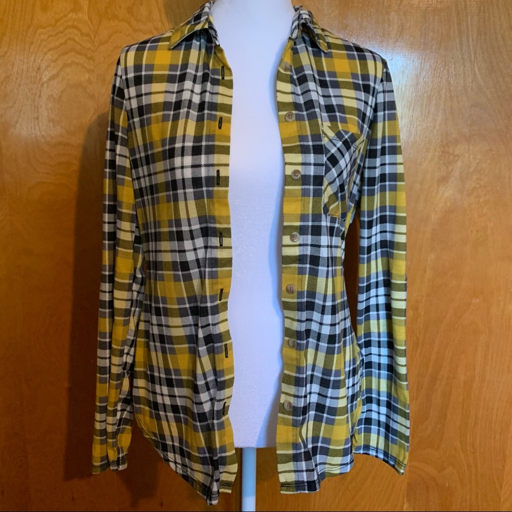 Yellow Black White Buttoned Flannel Rue21